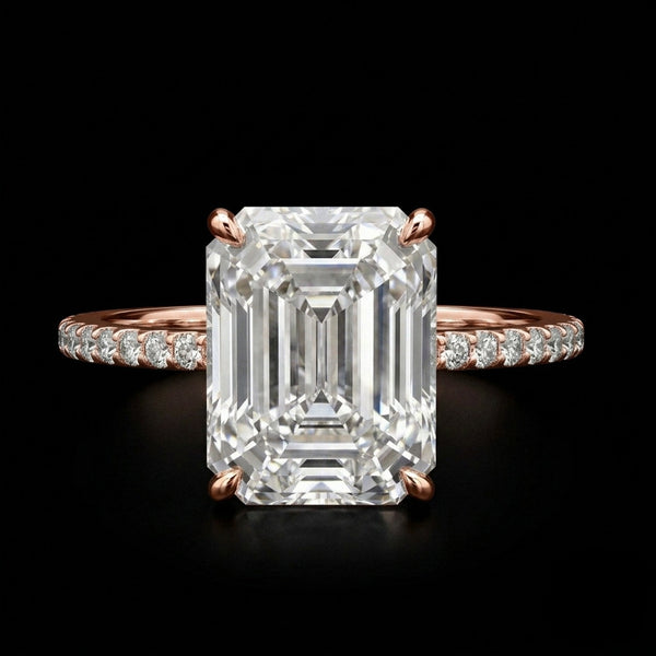 Emerald-Cut Moissanite Solitaire Ring in Sterling Silver