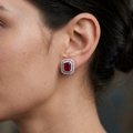 Double Frame Ruby Studs
