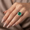 Emerald Halo Elegance Ring in Silver with Moissanite Diamonds