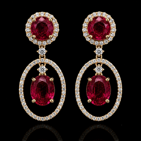Ruby Halo Drop Earrings