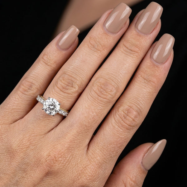 Radiant Elegance Moissanite Diamond Ring in Dual-Tone Finish