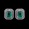 Double Frame Emerald Studs
