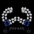 Blue Sapphire Vine Cuff Earrings