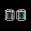 Double Frame Emerald Studs