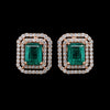 Double Frame Emerald Studs