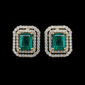 Double Frame Emerald Studs