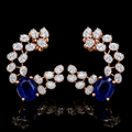 Blue Sapphire Vine Cuff Earrings