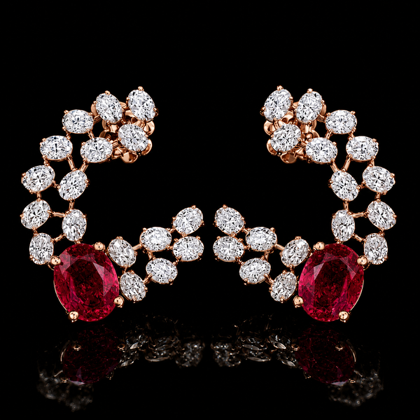 Ruby Vine Cuff Earrings