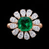 Emerald Blossom Halo Ring – Timeless Elegance in Every Detail