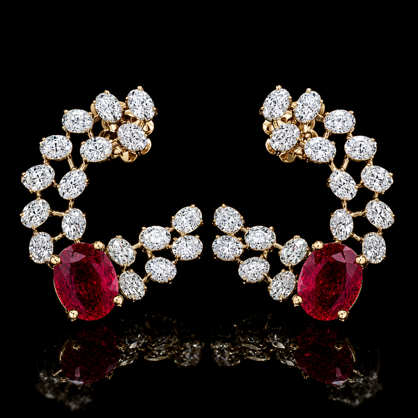 Ruby Vine Cuff Earrings