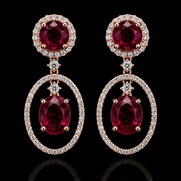 Ruby Halo Drop Earrings