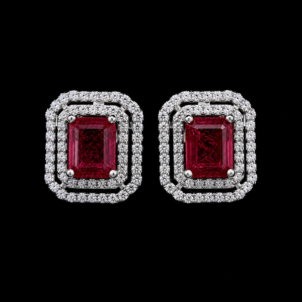 Double Frame Ruby Studs