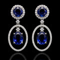 Blue Sapphire Halo Drop Earring
