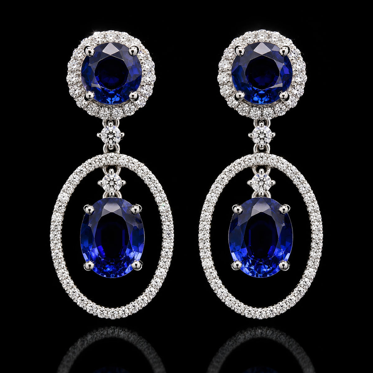 Blue Sapphire Halo Drop Earring
