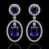 Blue Sapphire Halo Drop Earring