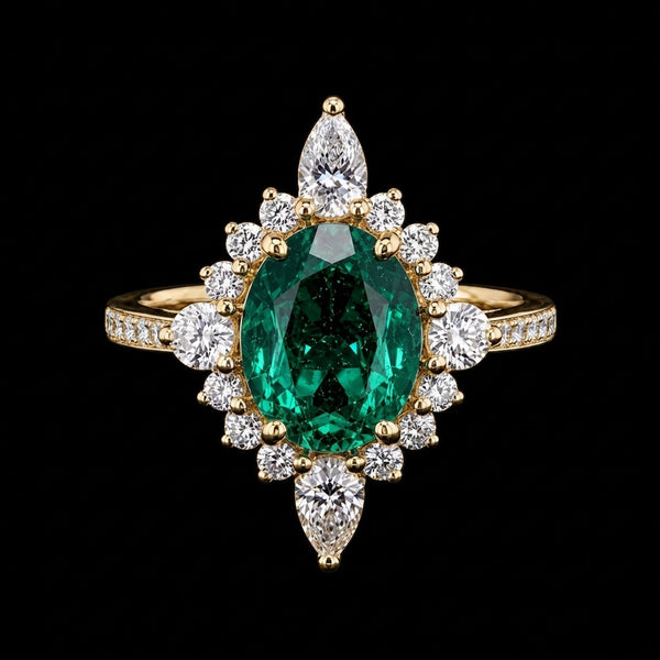 Emerald Radiance Halo Ring