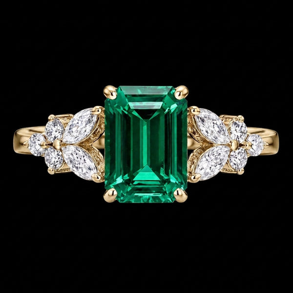Eterna Bloom Emerald-Cut Diamond Accent Ring
