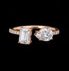 Elegant Dual-Stone Moissanite Diamond Ring in Silver Finish