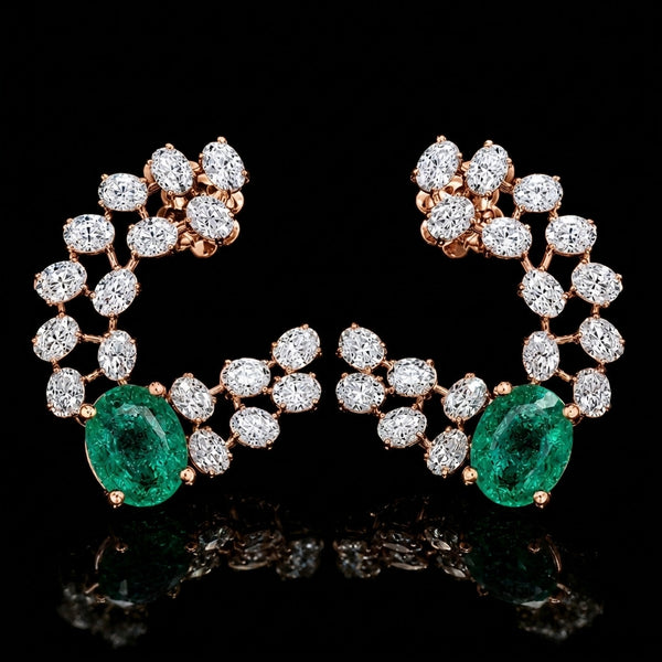 Emerald Vine Cuff Earrings