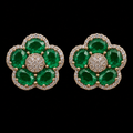 Emerald Petal Halo Studs