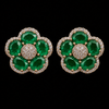 Emerald Petal Halo Studs