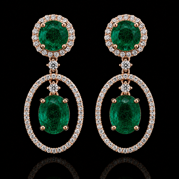 Emerald Halo Drop Earring