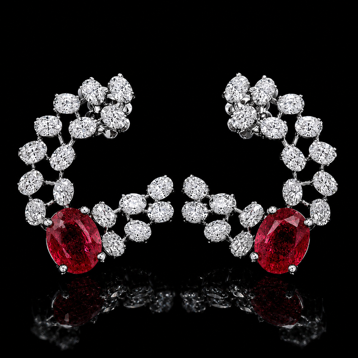Ruby Vine Cuff Earrings