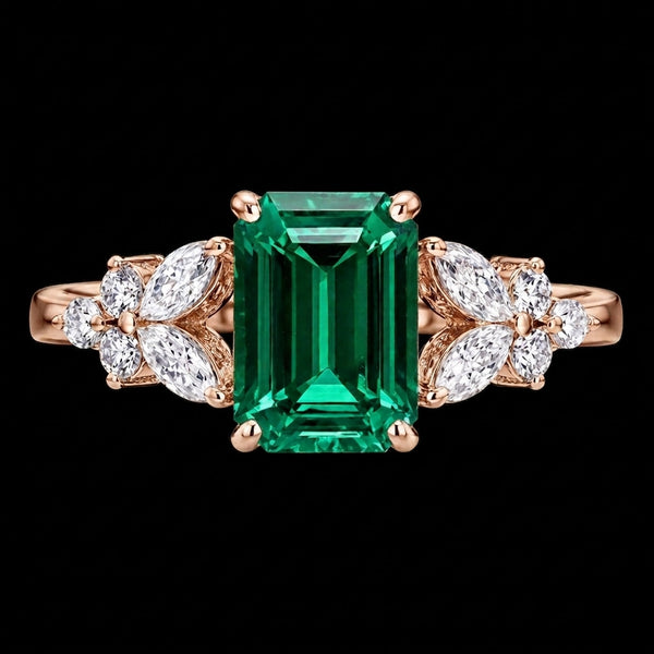 Eterna Bloom Emerald-Cut Diamond Accent Ring