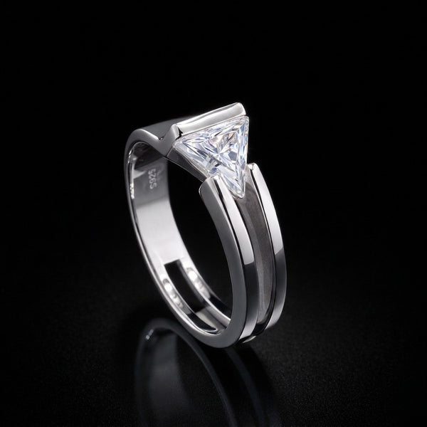 Elegant Rose Gold Triangular Diamond Ring – Split Shank Design