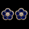 Blue Petal Halo Studs