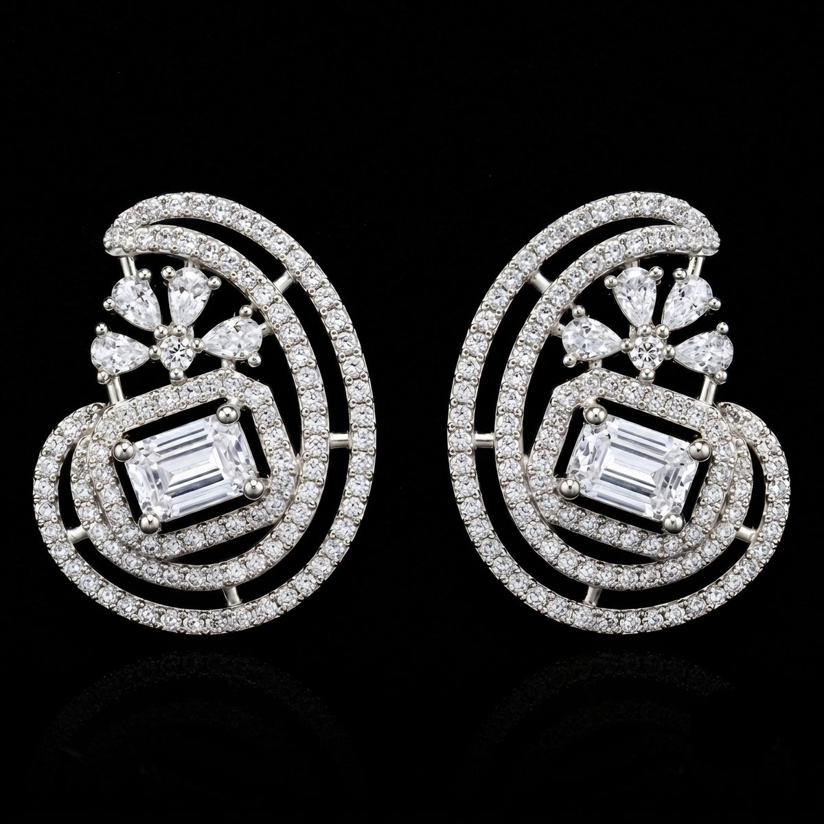Floral Spiral Halo Earrings