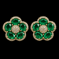 Emerald Petal Halo Studs