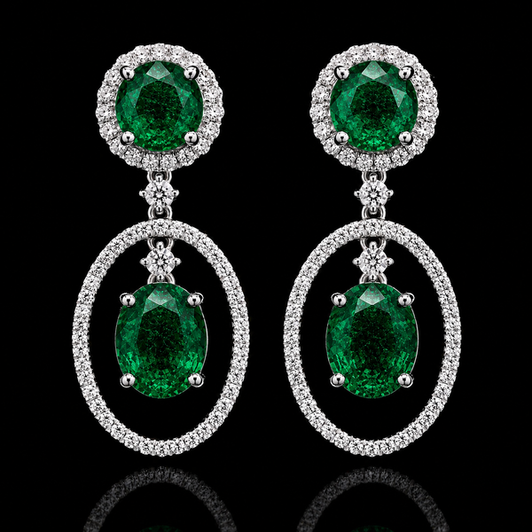 Emerald Halo Drop Earring