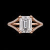 Emerald Moissanite Split-Shank Silver Ring
