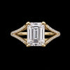 Emerald Moissanite Split-Shank Silver Ring