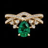 Pear-Cut Emerald Elegance Ring with Moissanite Accents in Silver