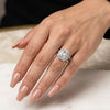 Royal Halo Emerald-Cut Diamond Ring with Split Shank