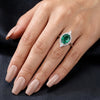 Radiant Oval Emerald Moissanite & Sterling Silver Halo Ring
