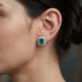 Double Frame Emerald Studs