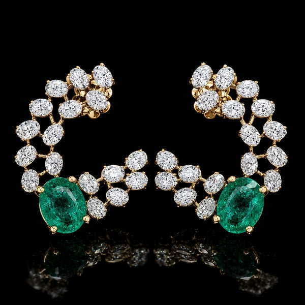 Emerald Vine Cuff Earrings