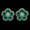 Emerald Petal Halo Studs