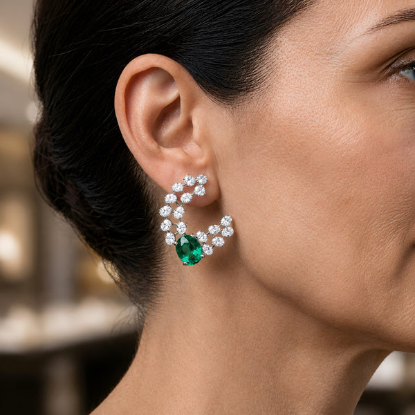 Emerald Vine Cuff Earrings