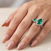 Moissanite Teardrop Double Halo Ring in White Gold