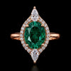 Radiant Oval Emerald Moissanite & Sterling Silver Halo Ring