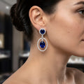 Blue Sapphire Halo Drop Earring