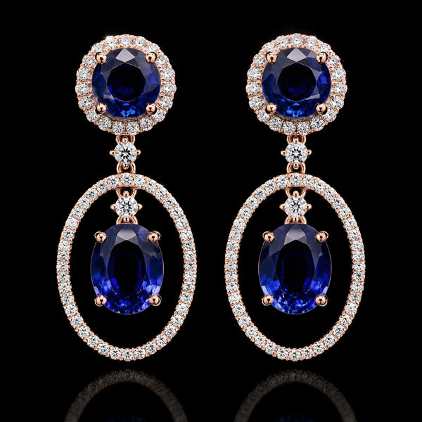 Blue Sapphire Halo Drop Earring