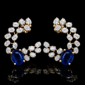 Blue Sapphire Vine Cuff Earrings
