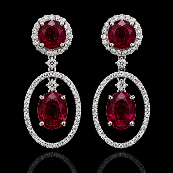 Ruby Halo Drop Earrings