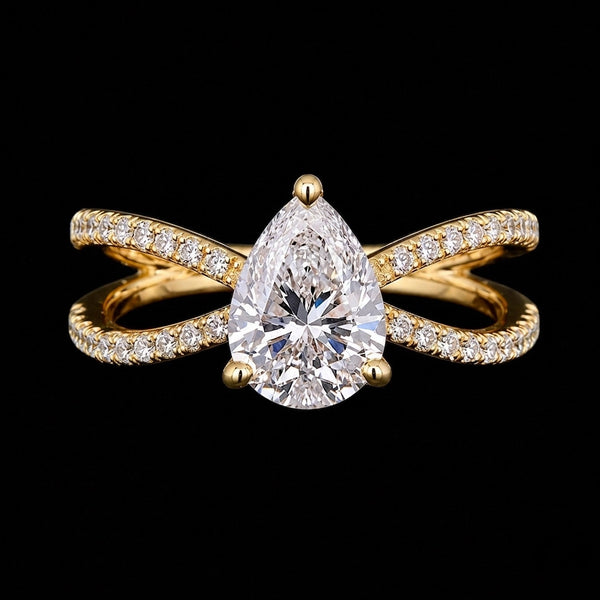Eterna Twist Pear-Cut Moissanite Ring