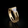Elegant Rose Gold Triangular Diamond Ring – Split Shank Design